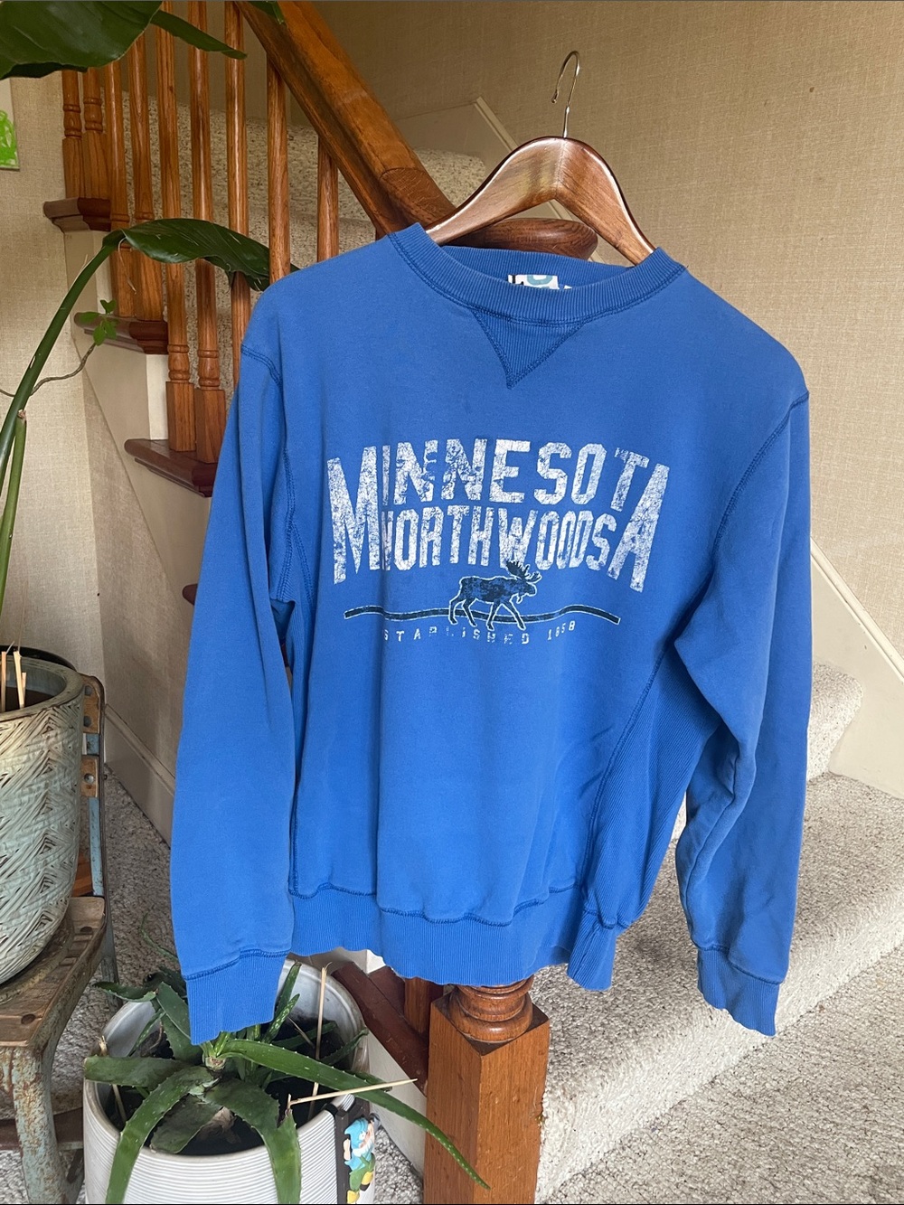 Minnesota Northwoods Blue Cotton Crewneck Sweatshirt Blue84